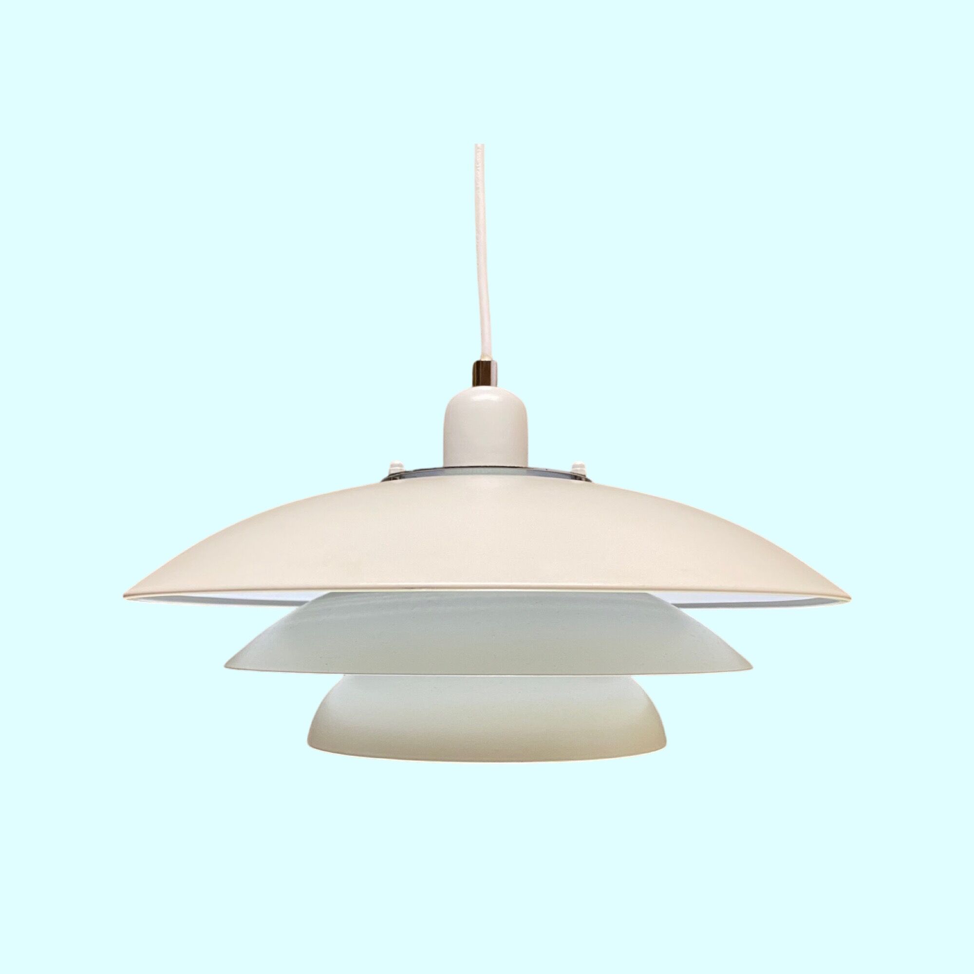 Danish Vintage Pendant Light 1970s | Mid Century Scandinavian Modern Lighting | White