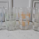 Set of 4 large colored water glasses 70s