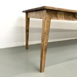 Large XXL farmhouse table in solid pine with 1950s tapered legs.