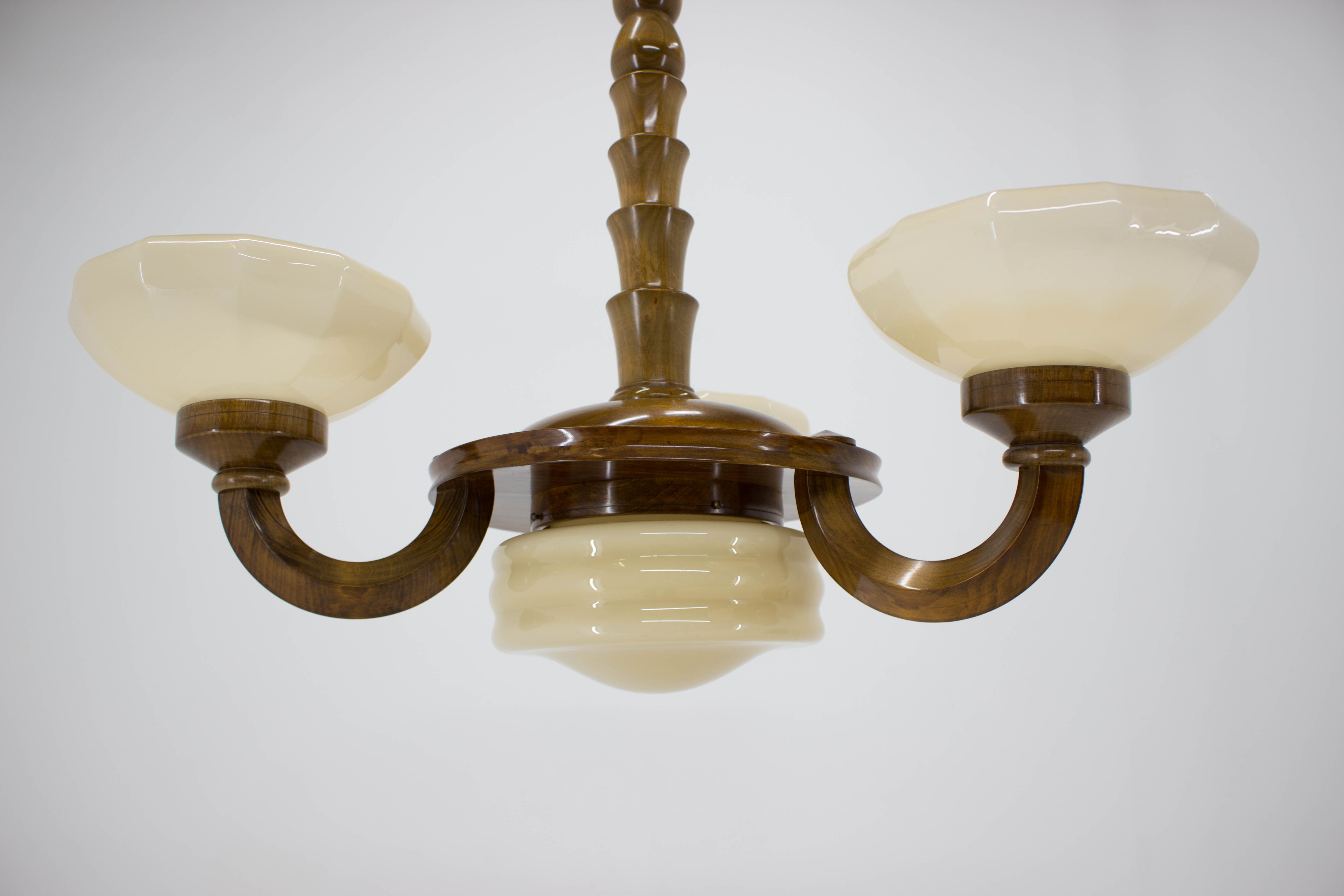 Art deco wood chandelier, 1930s