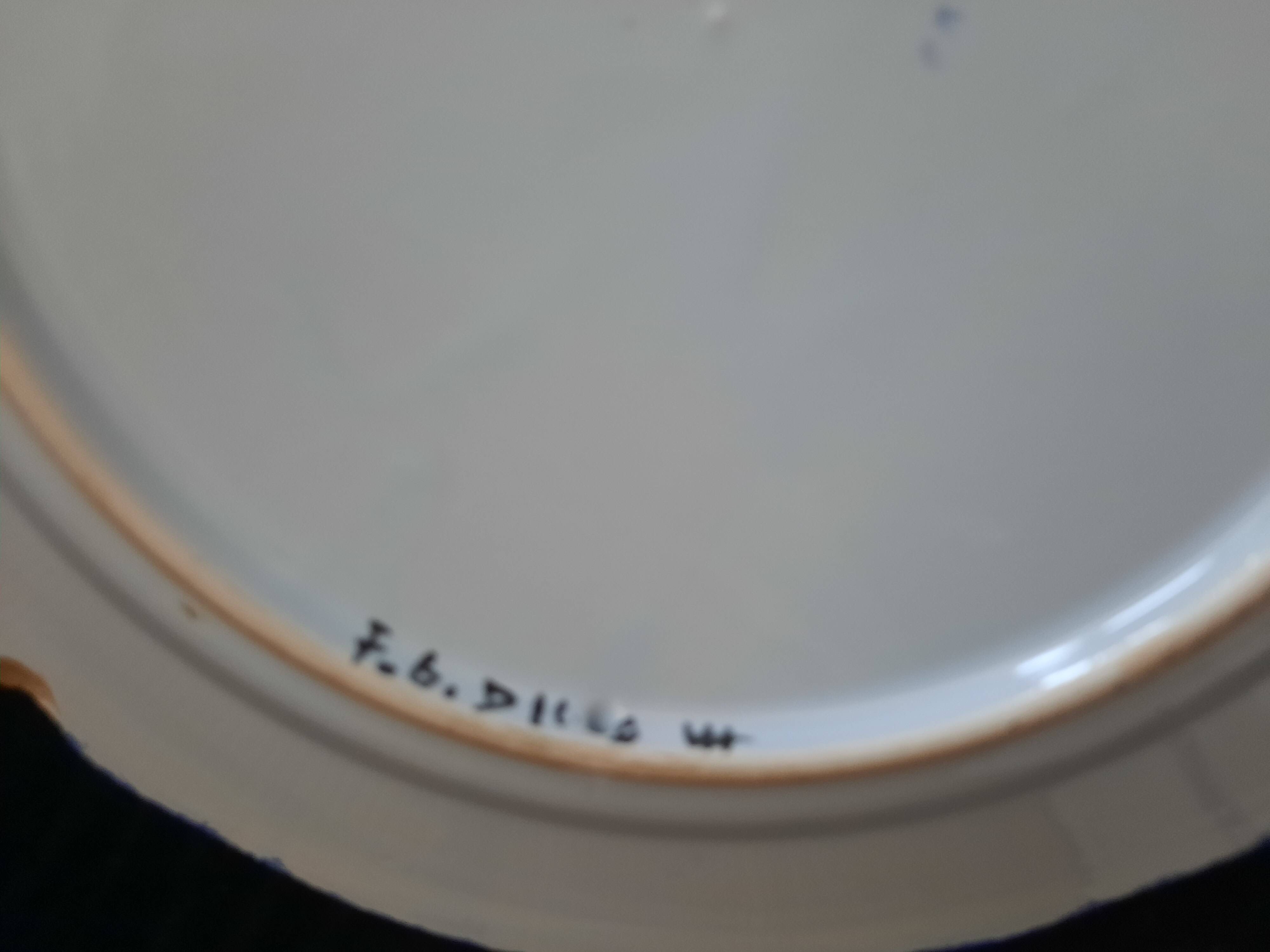 Old flat plate faience hb quimper hand-painted floral decoration
