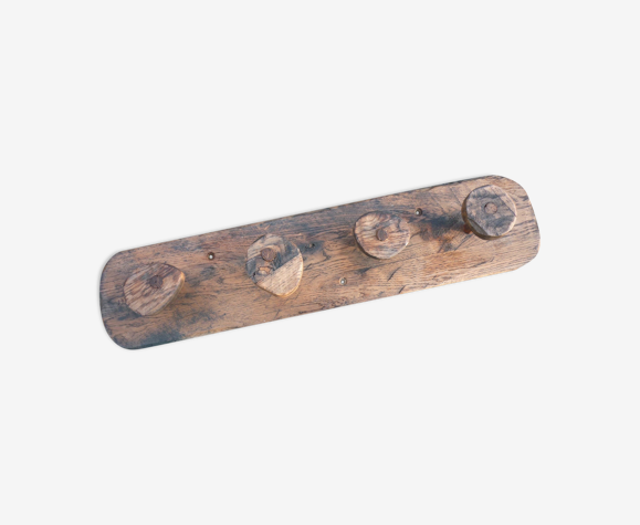 Brutalist wooden coat rack