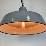 Industrial Grey Enamel Factory Pendant Lamp, 1960s