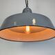 Lampe suspendue en émail gris industriel, années 1960