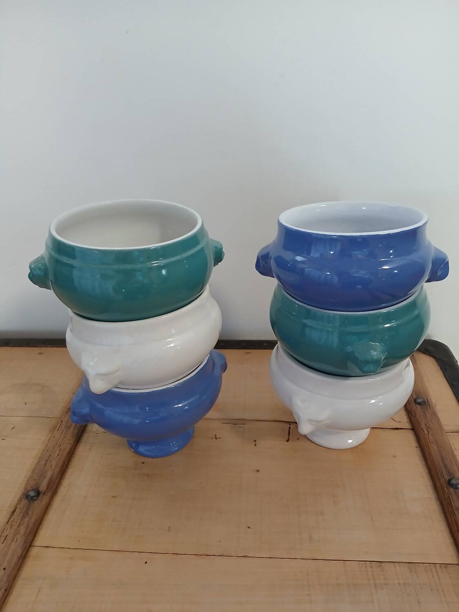 6 antique soup bowls