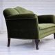 1950s, Danish 2-seater sofa, green furniture velour, ash wood legs.