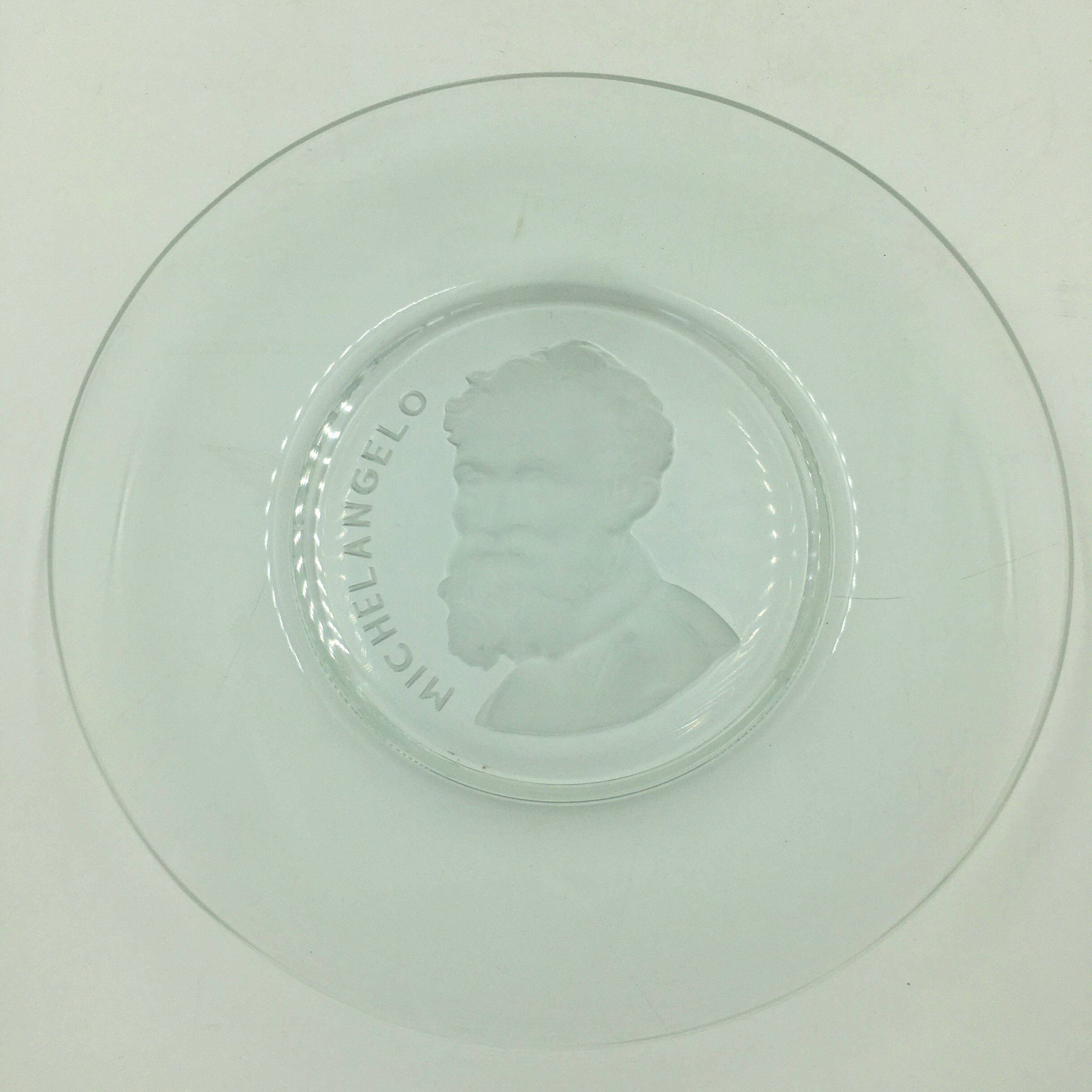 Set of 6 plates in relief glass Michel Angelo