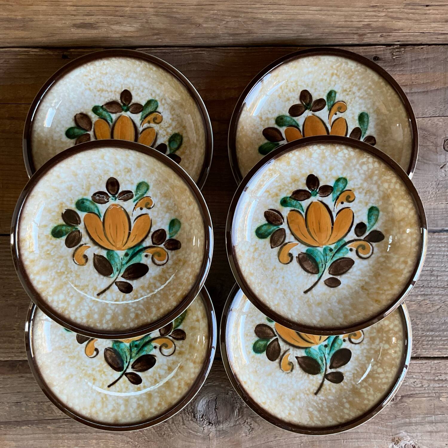 6 vintage Boch La Louvière “Corfou” soup plates