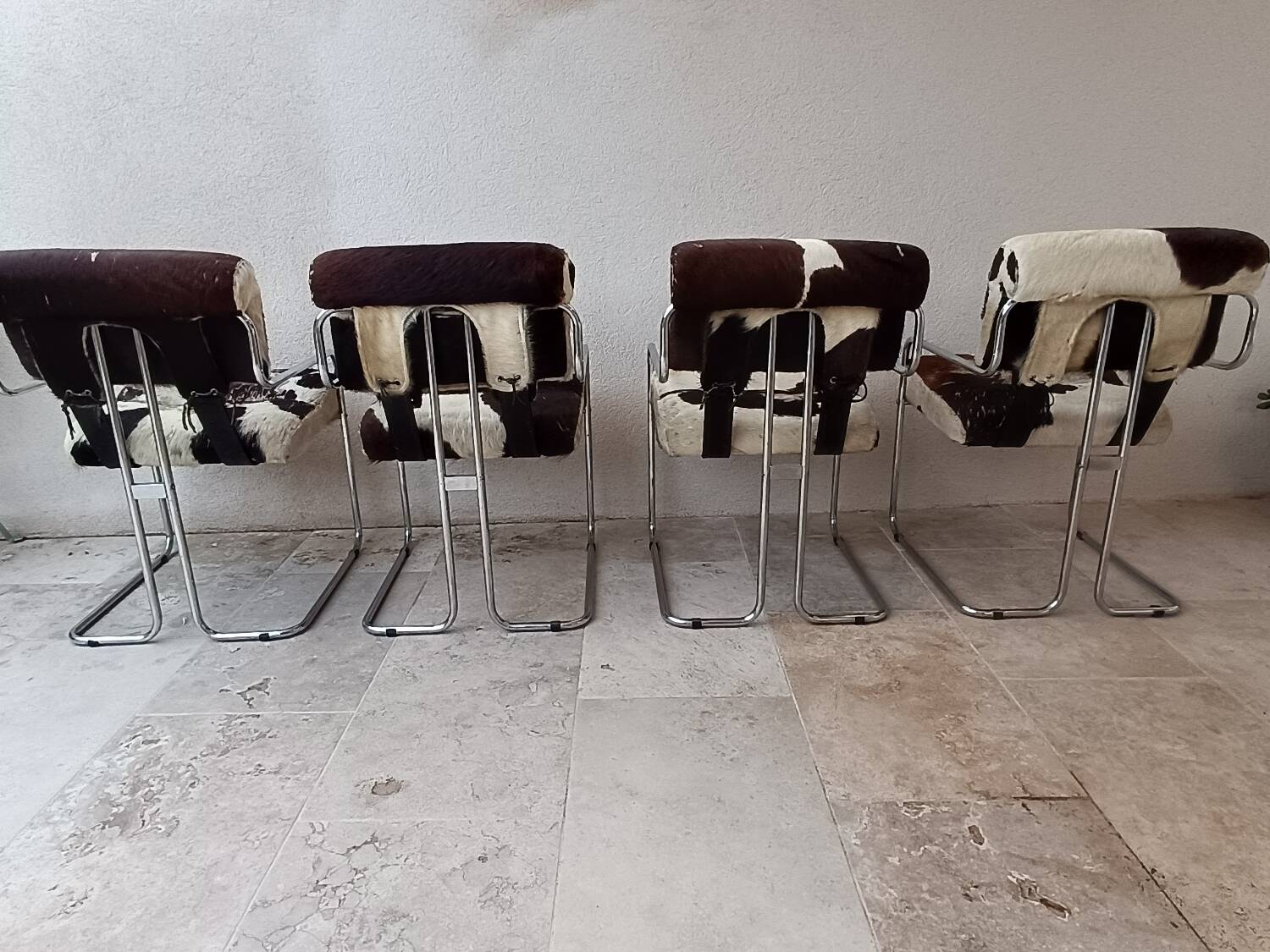 Set of 4 vintage Cucroma armchairs – Guido Faleschini – leather