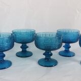Vintage light blue glass cups set for 6