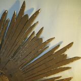 Mirror Sun bomb said "witch" 78 cm wood Golden early 20th