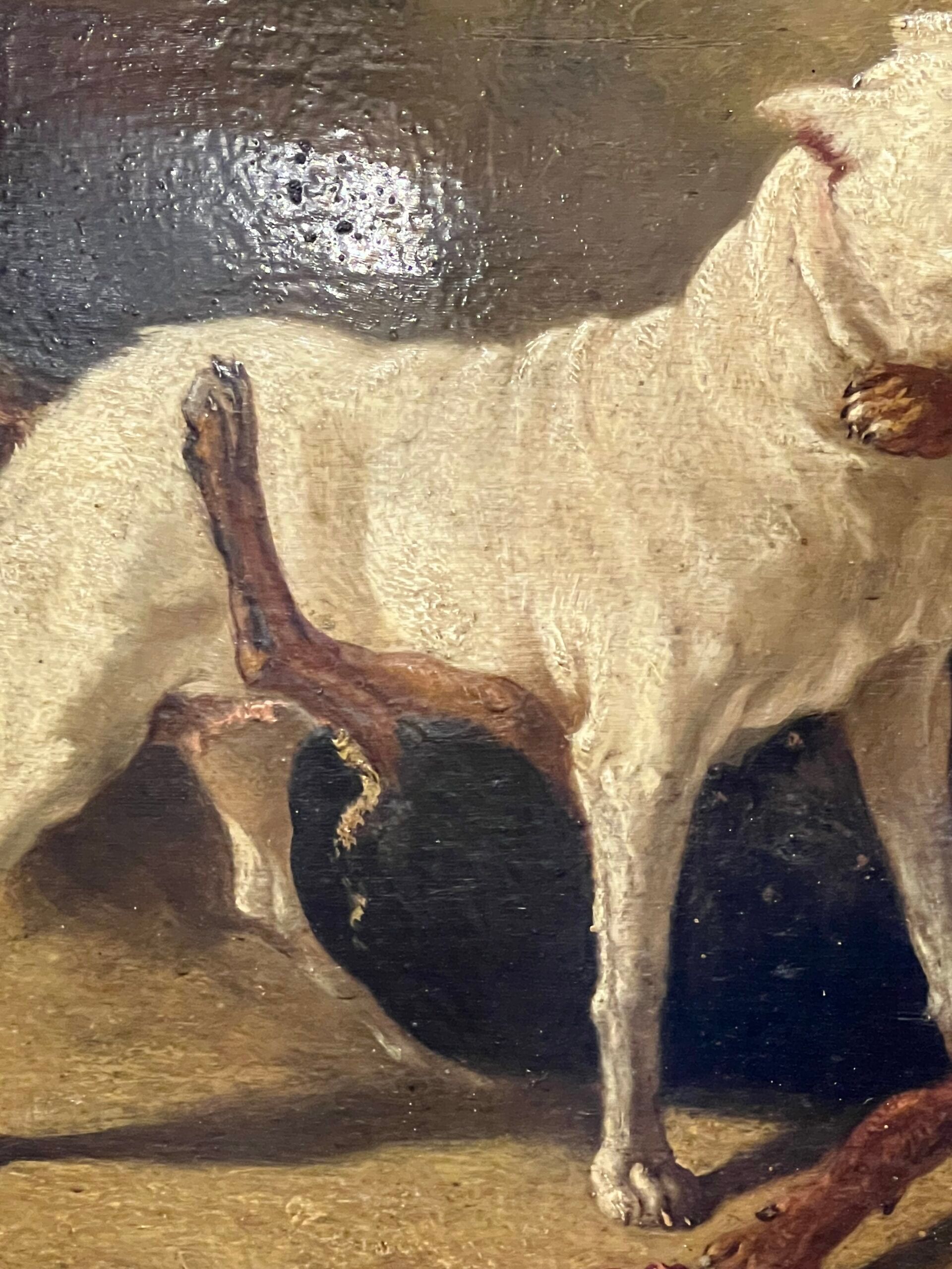 Jean Baptiste Louis Guy? Oil on panel, two bulldogs fighting