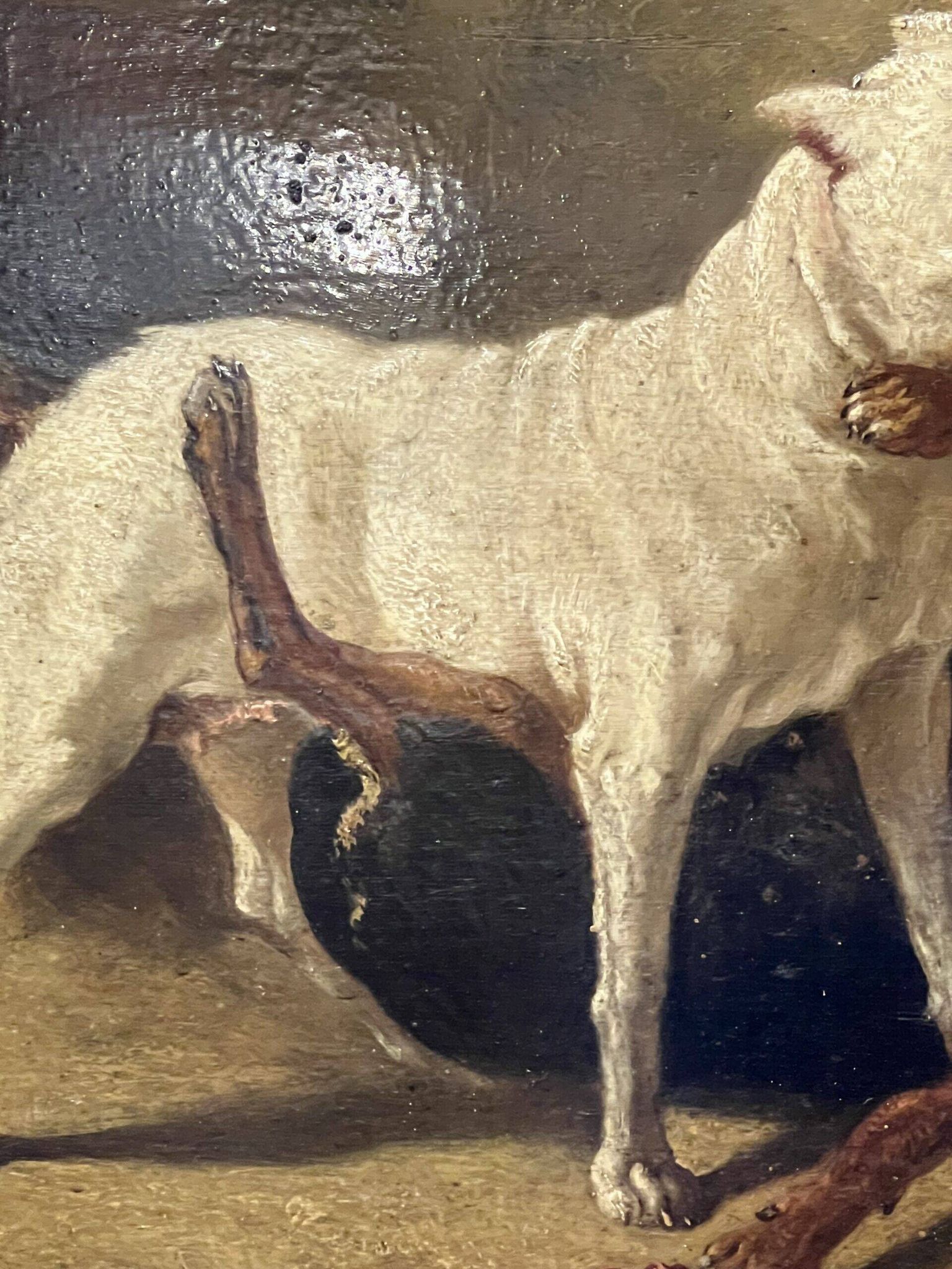 Jean Baptiste Louis Guy? Oil on panel, two bulldogs fighting