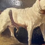 Jean Baptiste Louis Guy? Oil on panel, two bulldogs fighting