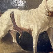 Jean Baptiste Louis Guy? Oil on panel, two bulldogs fighting