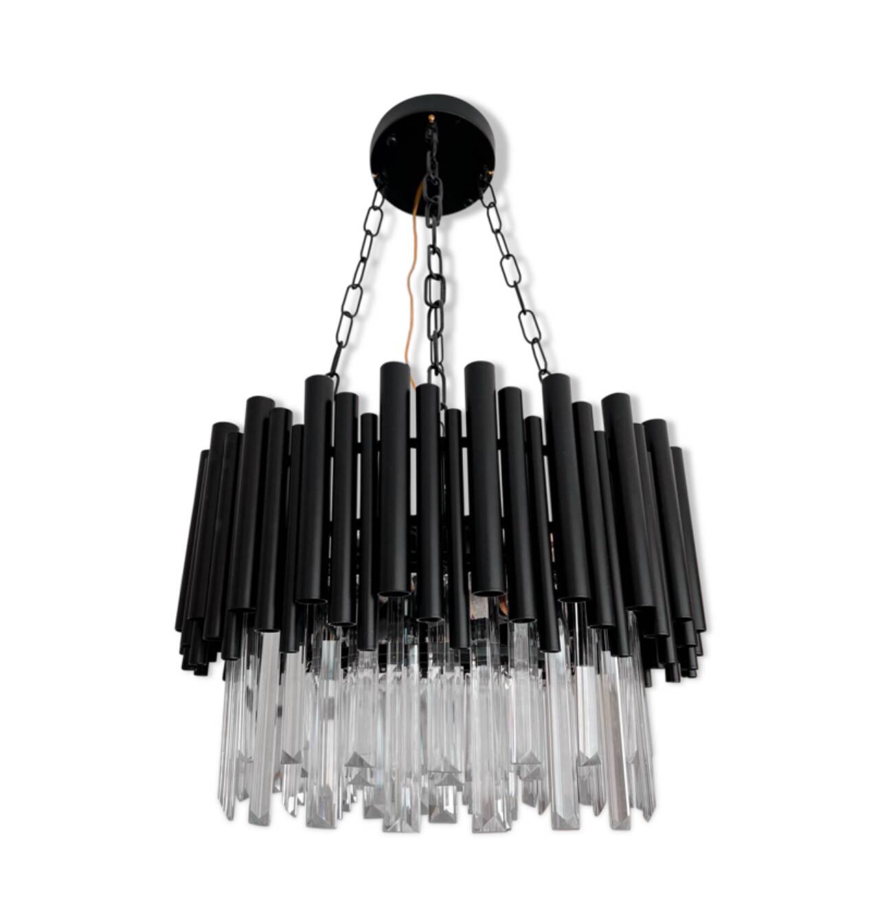 Modern designer chandelier in glass and metal