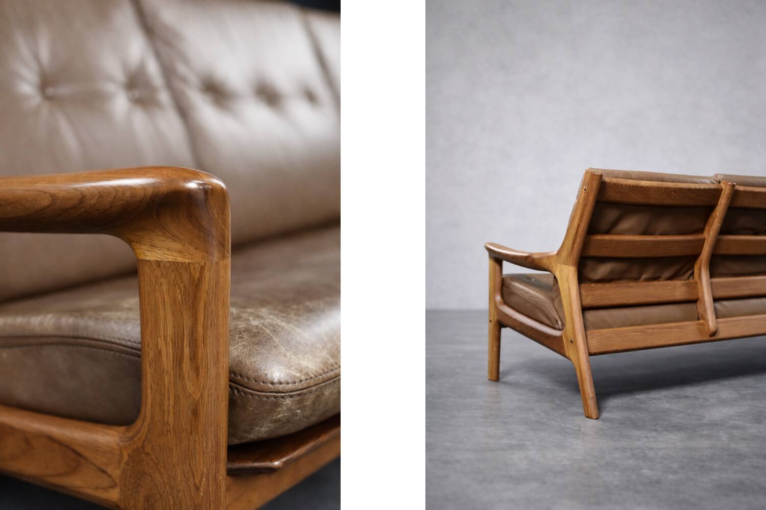 Vintage Mid-Century Danish Modern 3-Seater Brown Leather Sofa by Georg Thams