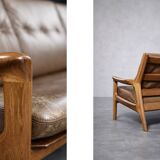 Vintage Mid-Century Danish Modern 3-Seater Brown Leather Sofa by Georg Thams