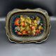 Hand-painted Russian tray, Zhostovo, signed vintage decorative tray.