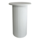 round and fluted bedside table in white