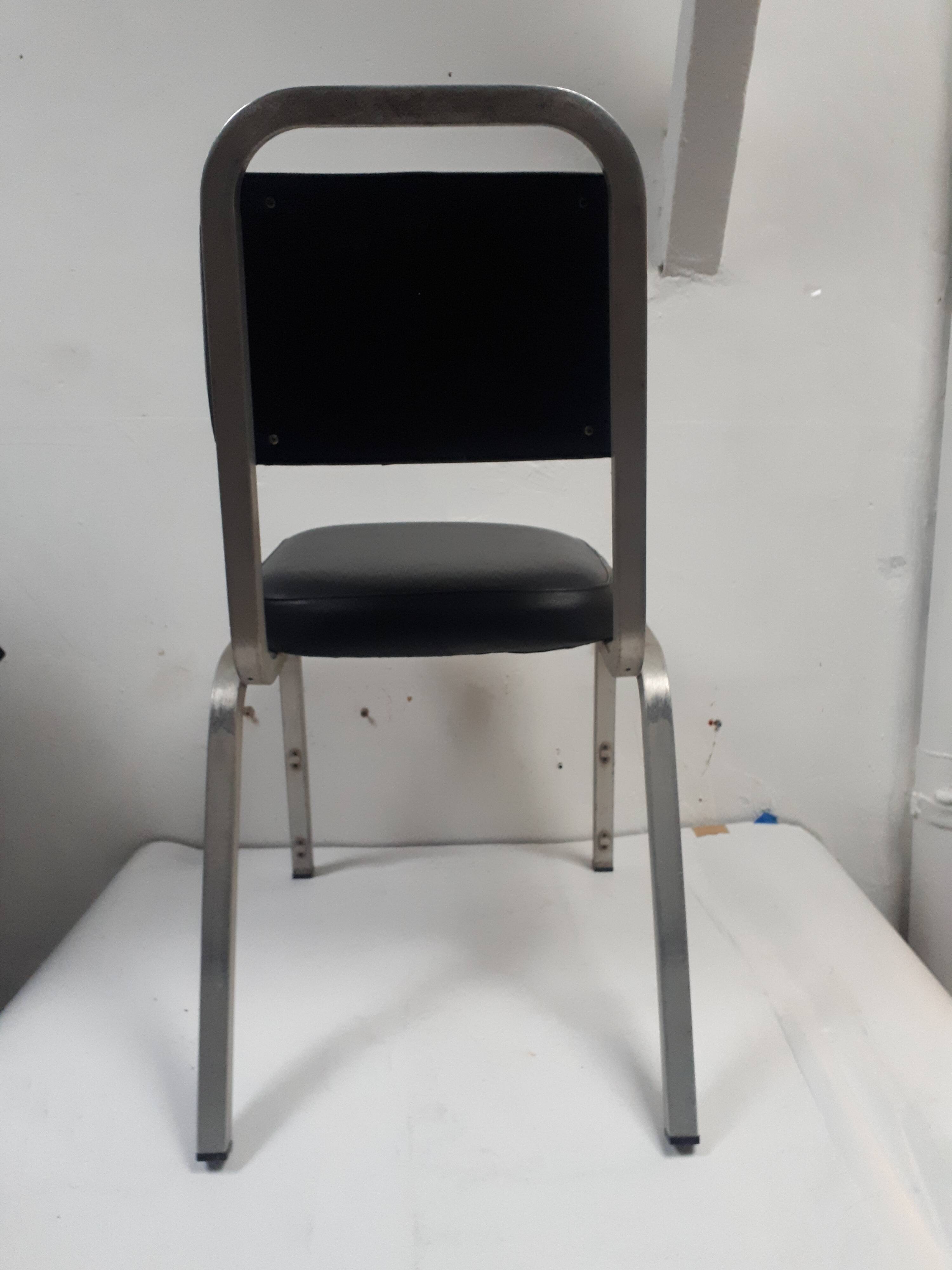 pair of vintage design chair 1960 aluminium skai black