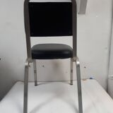 pair of vintage design chair 1960 aluminium skai black