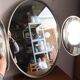 Vintage triptych mirror from a 1950s dressing table in nickel-plated silver.