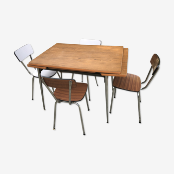 Table et 4 chaises formica pieds compas