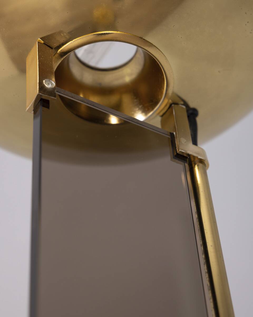Vintage 1980s floor lamp in gold-plated brass and glass, designed by Relux