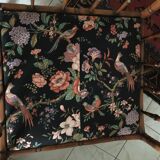 Faux bamboo chair with cushion