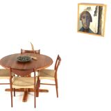Round Danish 1x extendable teak dining table 'Kalundborg'