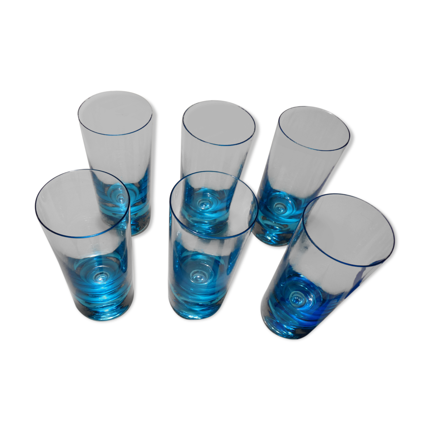 Verres a orangeade coktail bleus turquoise vintage