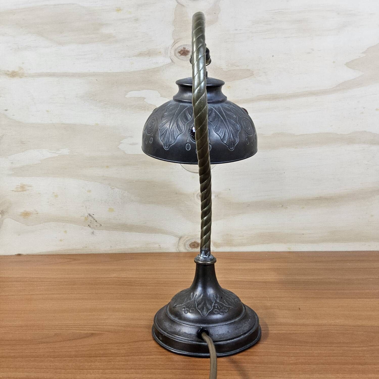 Antique brass Art Nouveau desk lamp (glass diamonds)