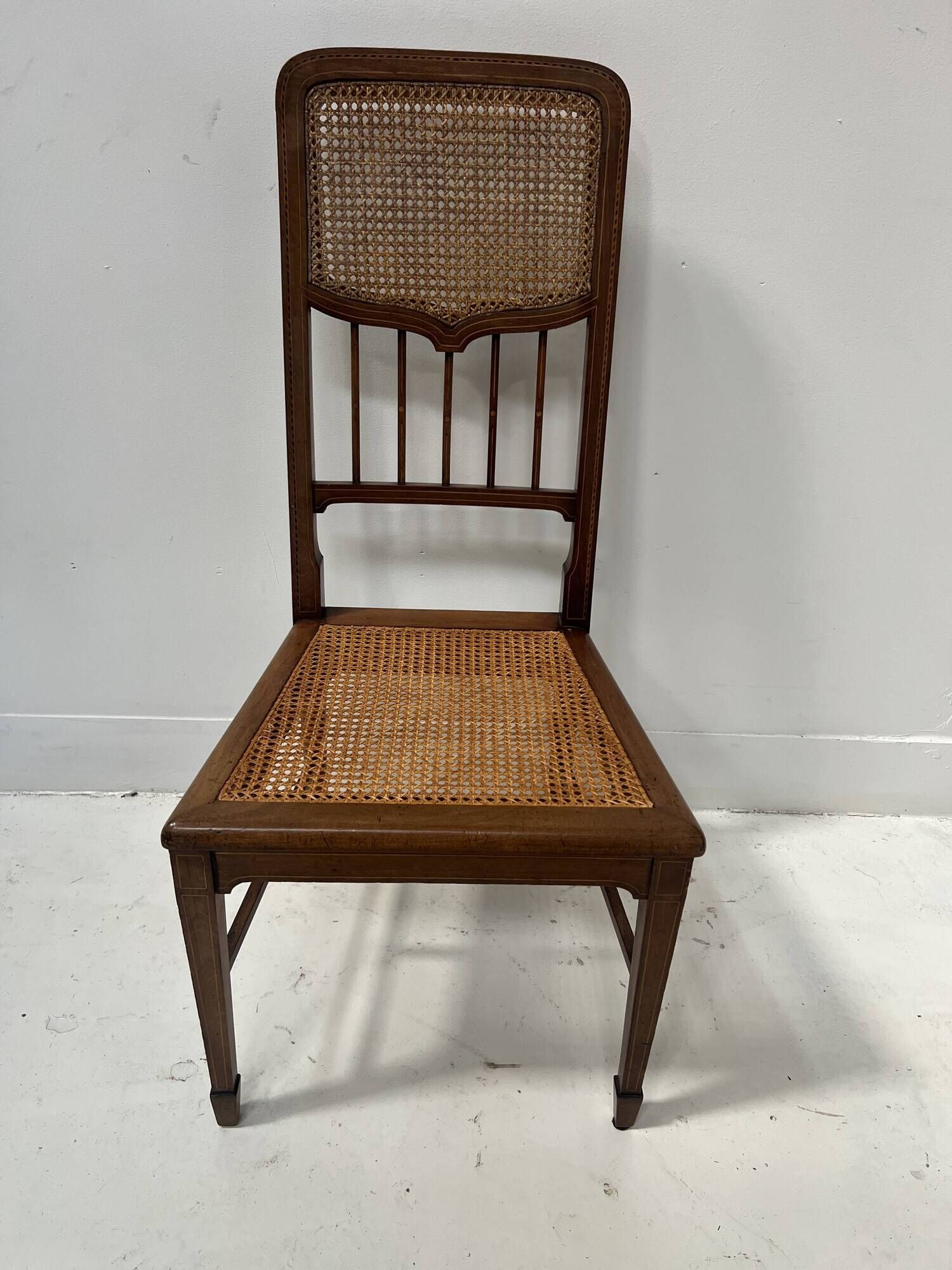 Art Deco bedroom chair in marquetry wood, 20th century.