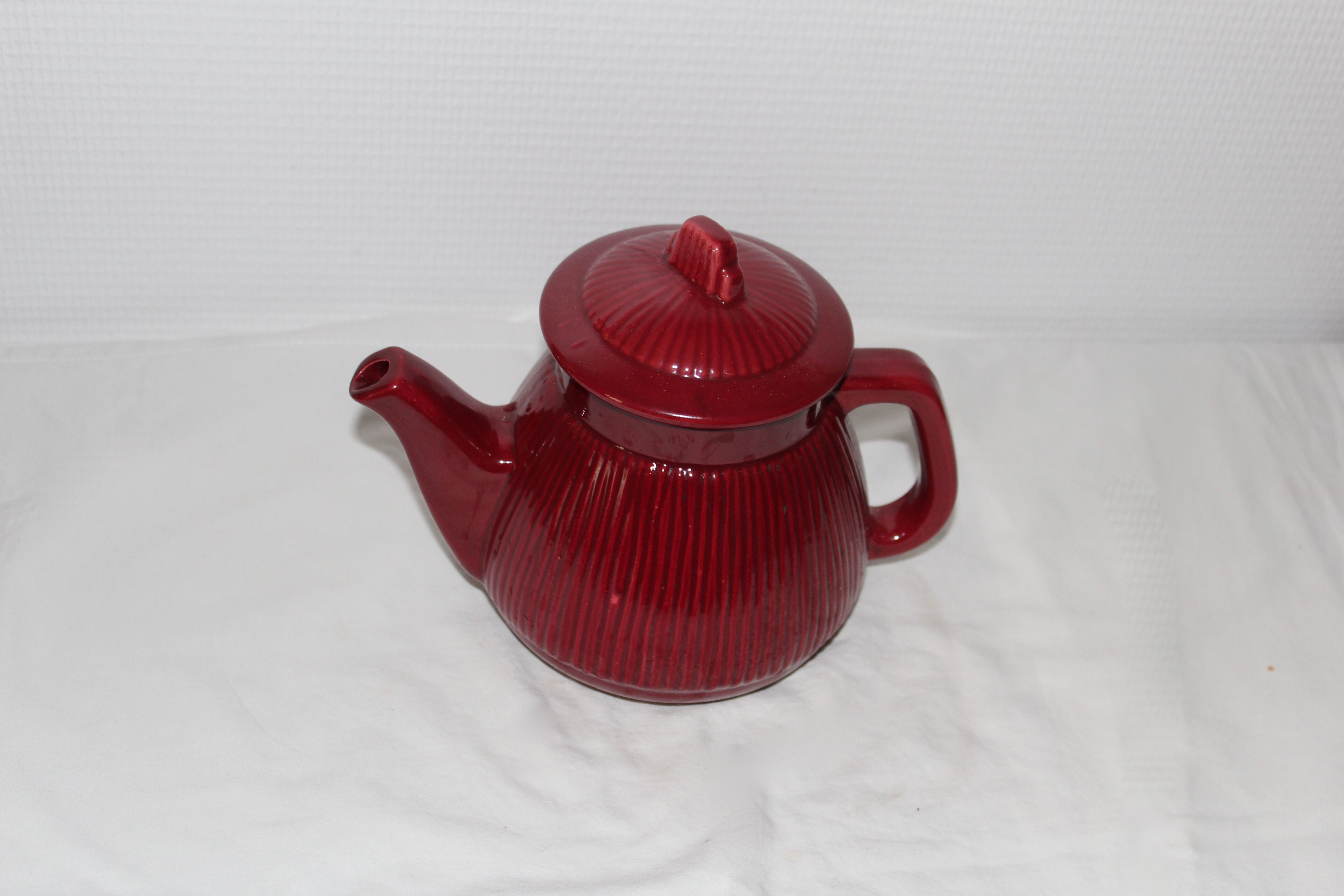 Red vintage teapot