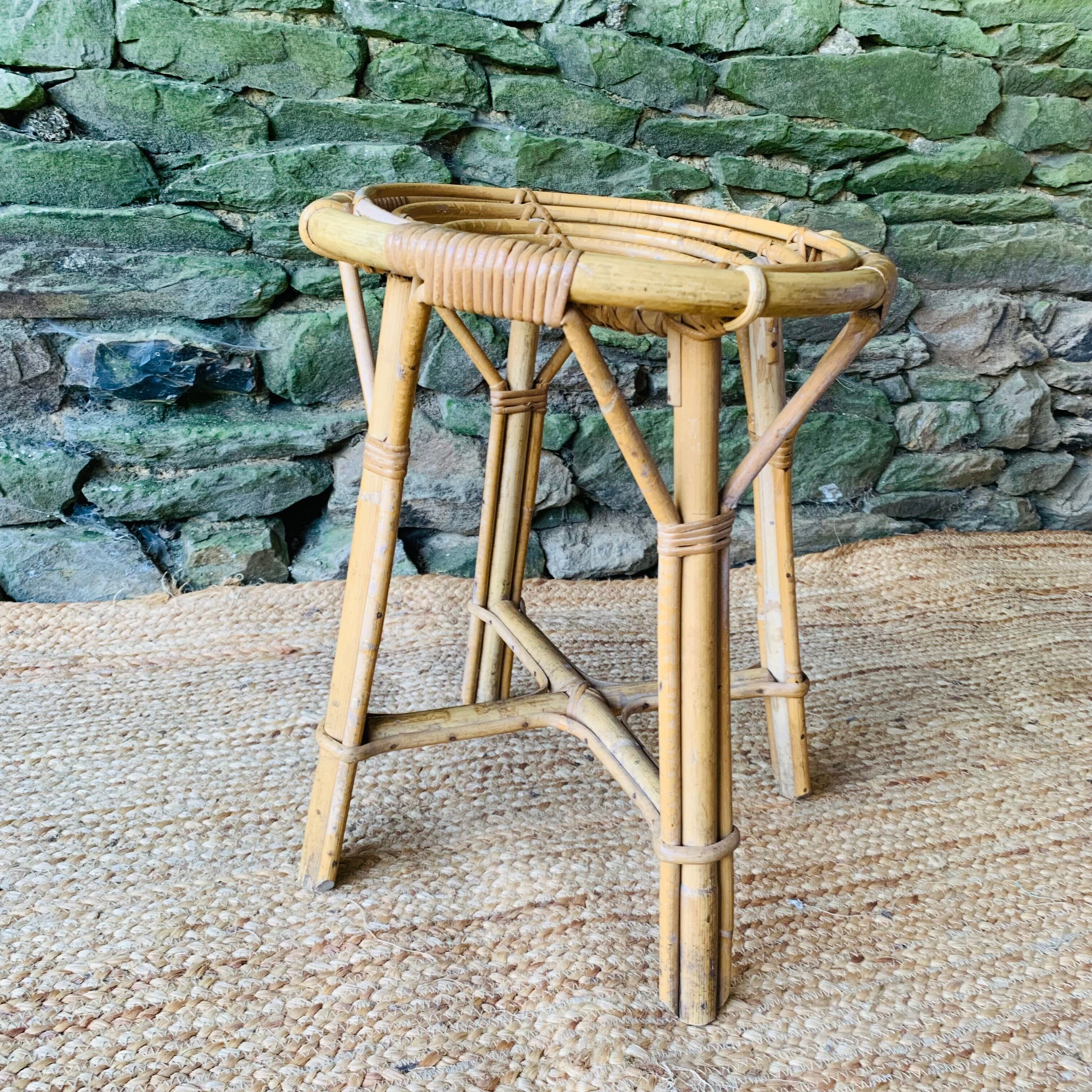 Vintage 1960s rattan stool