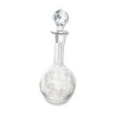 Vintage crystal decanter cut from star bevels and rice grains 1920-1930 bistrot