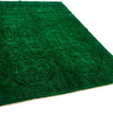 Hand-knotted persian rug 1970s 192 cm x 262 cm green wool carpet