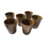 6 vintage Digoin sandstone cups