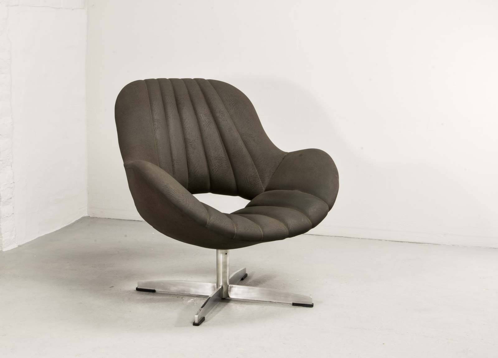 Rohé Chocolate Brown Leatherette Vintage Design Lounge Chair, 1960s