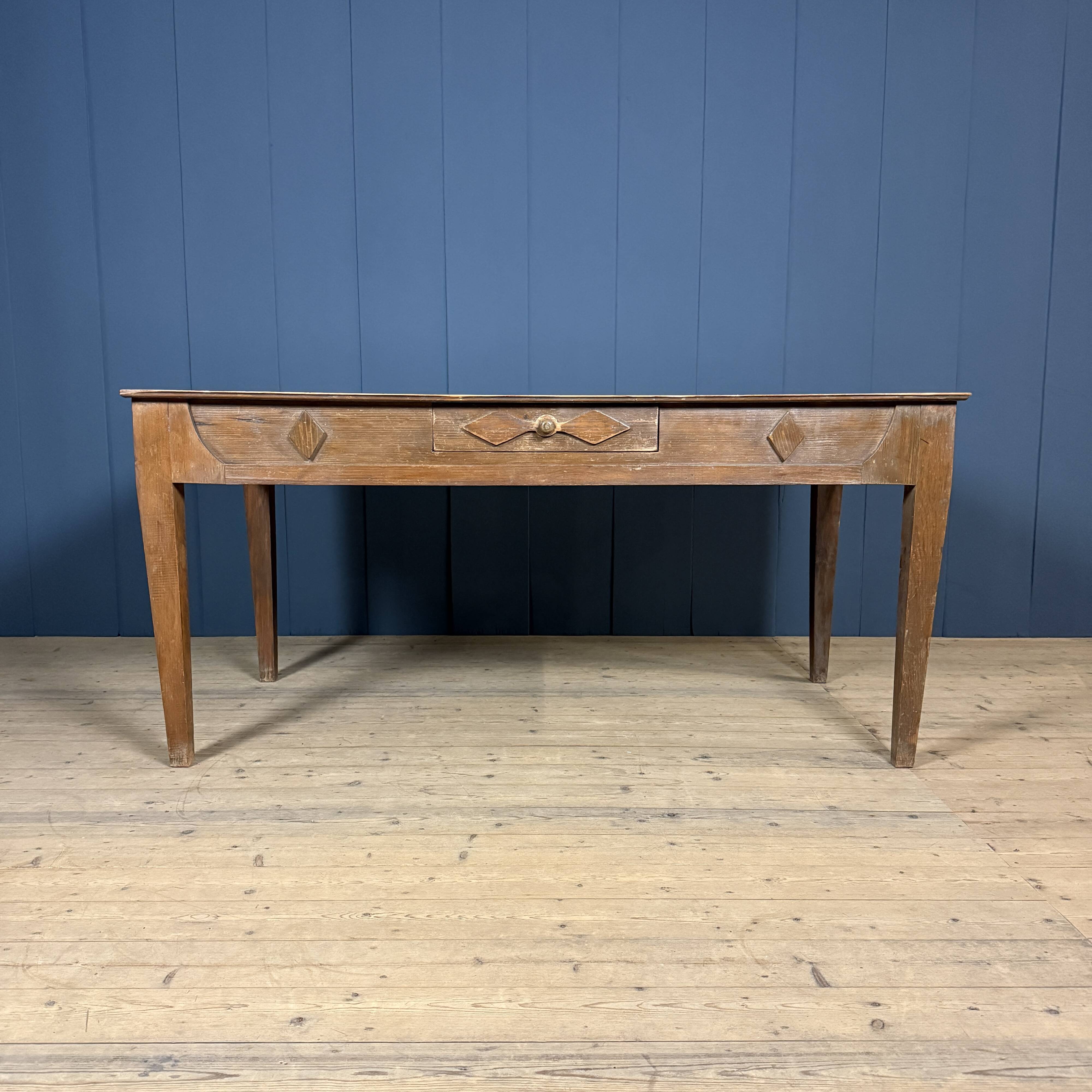 Old decorated wooden kitchen table