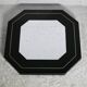 70s mirror, black lacquered wood, brass edging. Octagonal