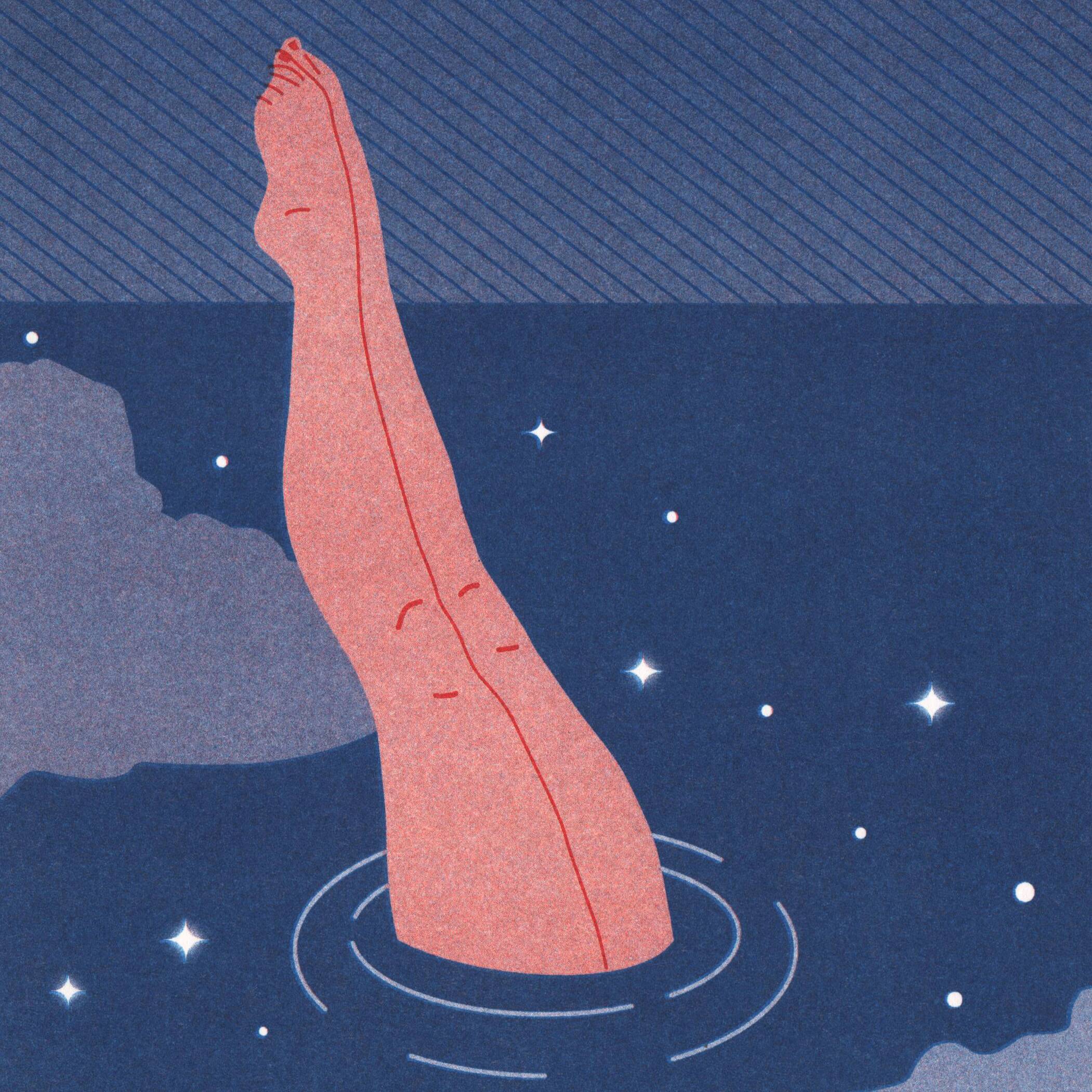 Night Bath, A4 Risograph, Signed Art Print