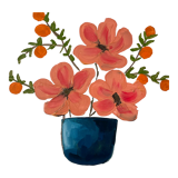 Oil on canvas, Peachy arrangement