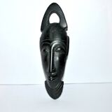 Masque africaine en bois d'ébène - sculpture tête barbue afrique ethnique 20.5 x 6.5