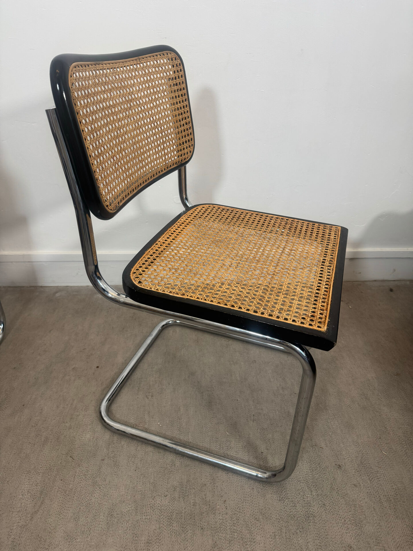 Black Cesca chair by Marcel Breuer B32 made in Italy.