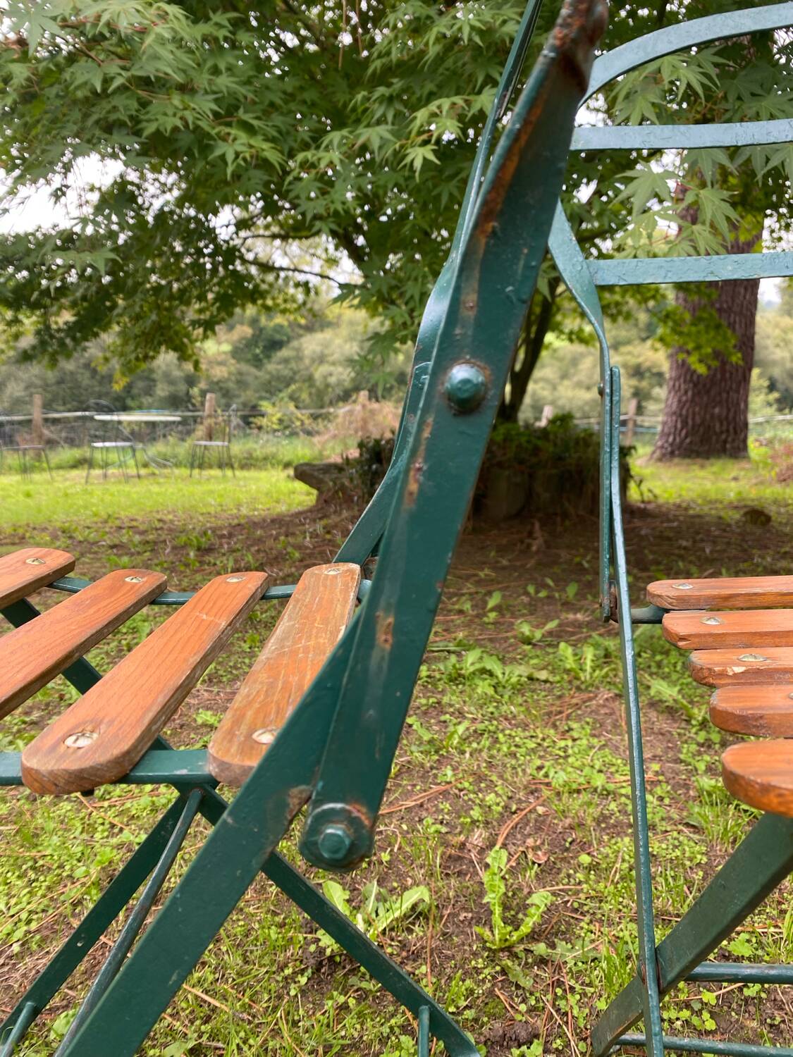Old folding patio garden chairs