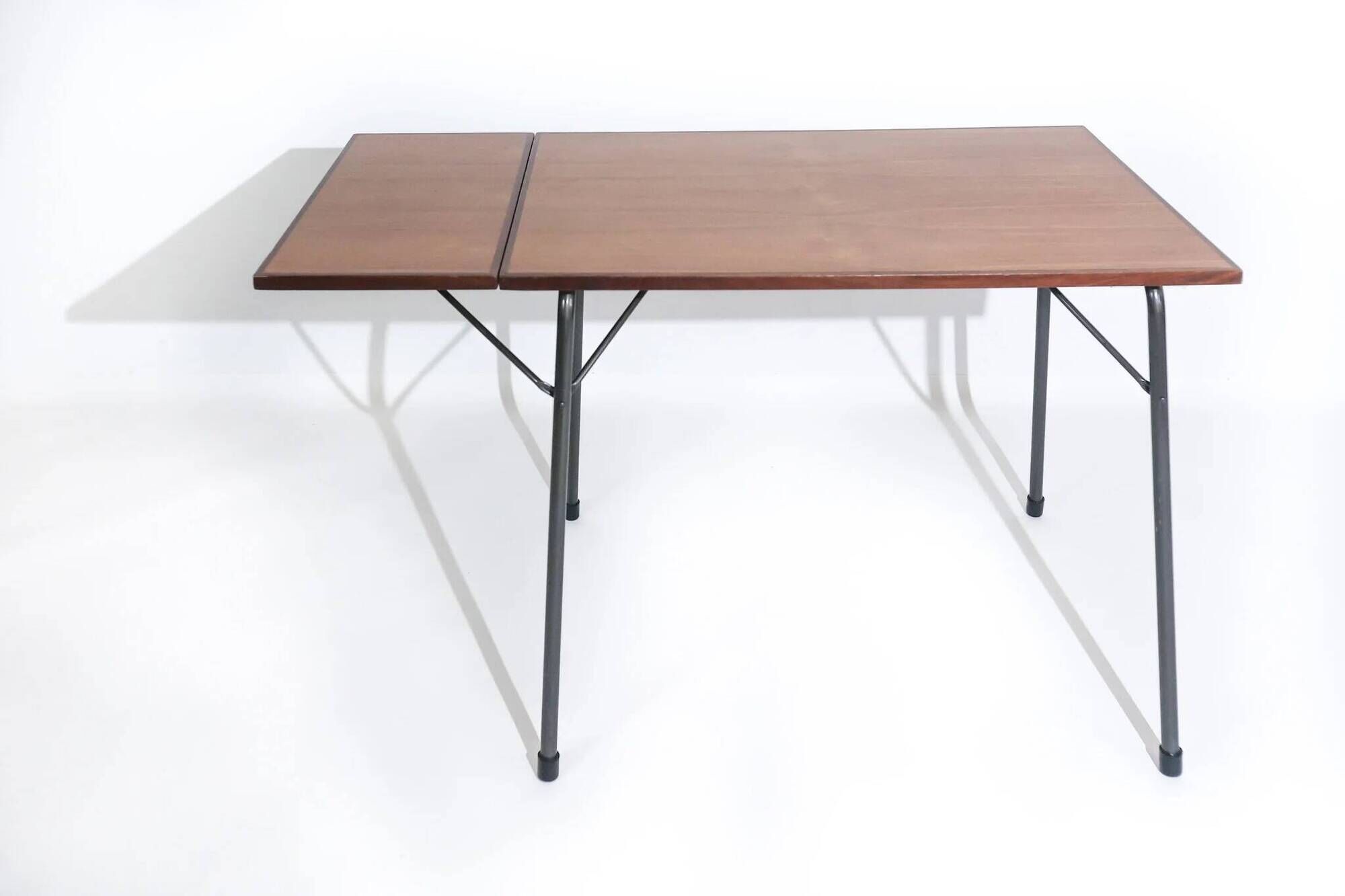 Vintage folding table in teak by Arne Jacobsen for Fritz Hansen, Denmark, 1950s.
