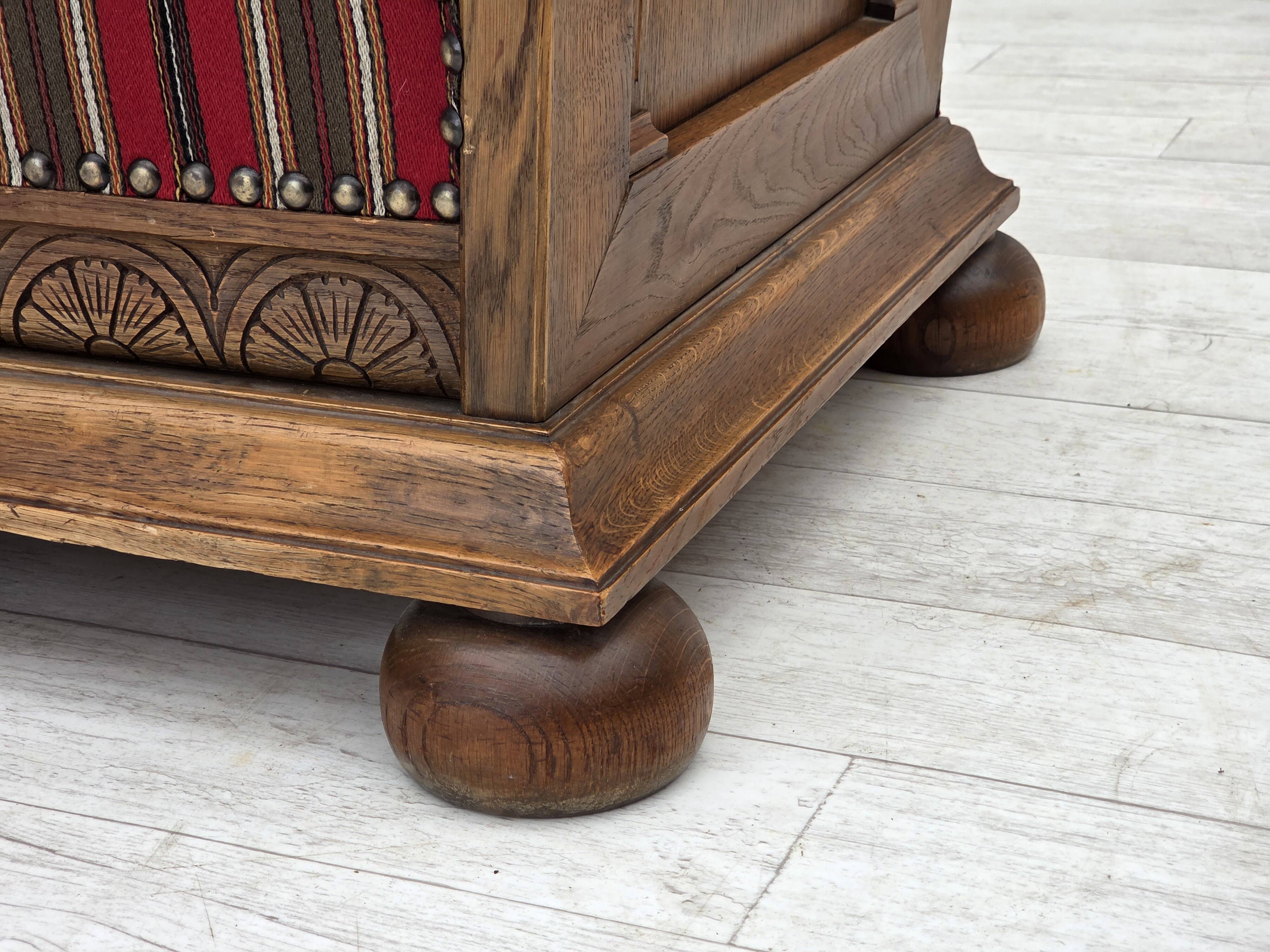 1960s, Danish 2-seater sofa, original condition, furniture wool, oak wood.