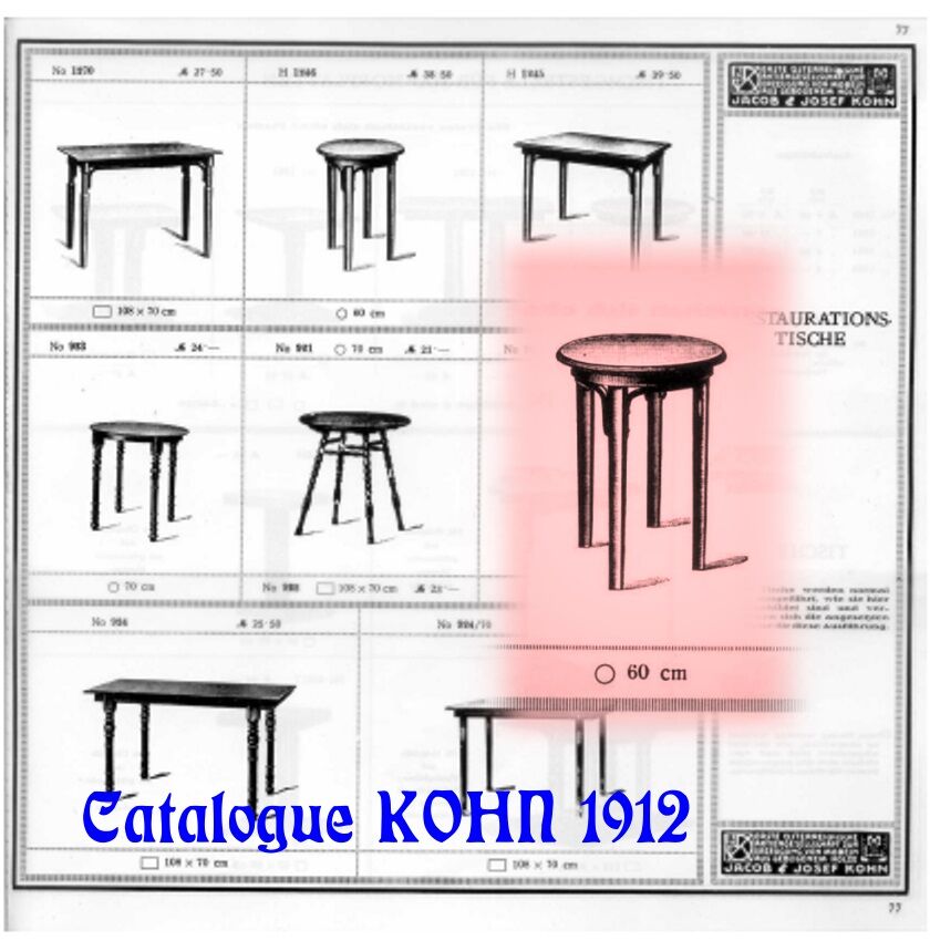 Table d'appoint par Kohn, vers 1910 style sécession viennoise,bistrot
